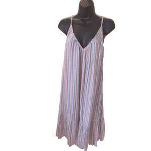 Sundry dress  size Large multi  striped cotton elastin  37' long  made in India